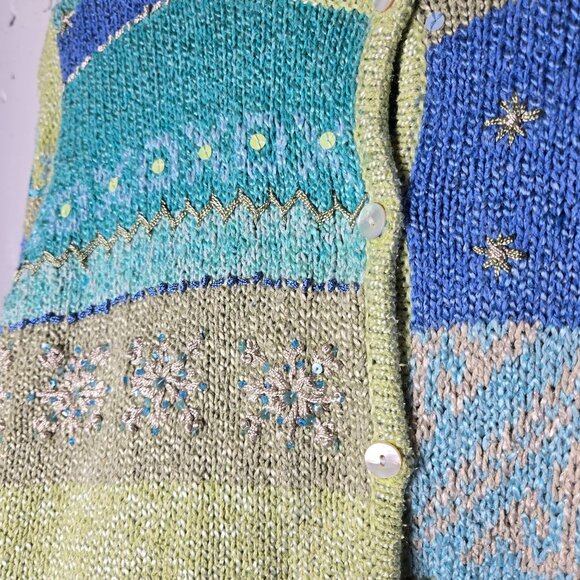 David Brooks Silk Cardigan Sweater Size Medium Cottage Coquette Vintage Art Knit - Picture 6 of 12